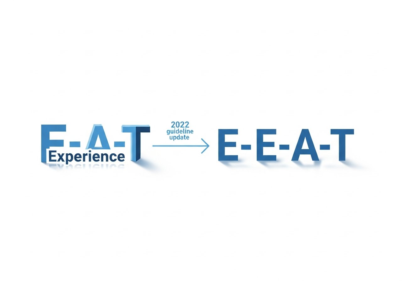 EAT가 앞에 경험의 E가 추가되며 EEAT로 진화하는 개념 이미지