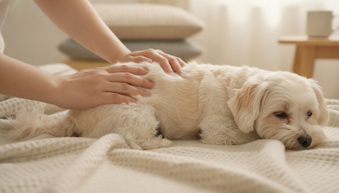 엉덩이 쪽을 불편해하는 소형견