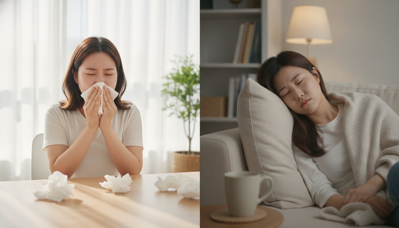 여름 감기와 냉방병 증상을 비교하는 한국인