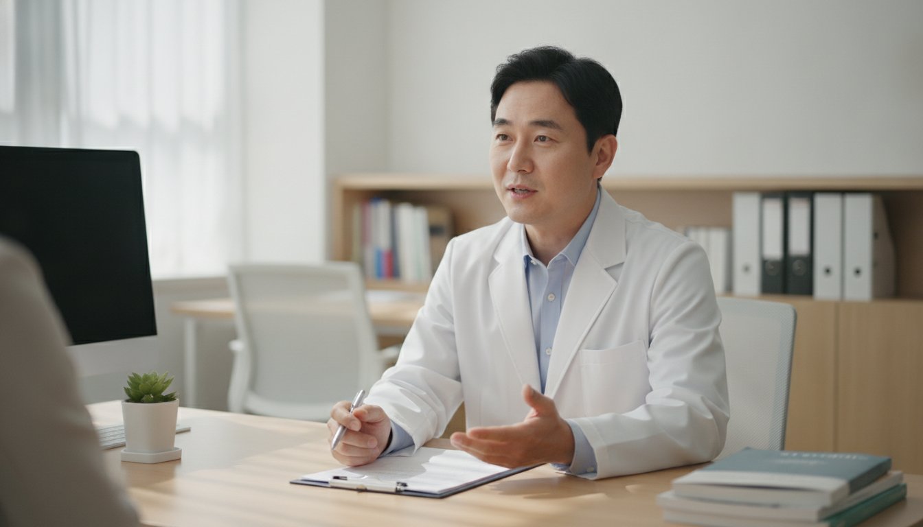 약물 부작용과 주의사항을 상담하는 의사와 환자