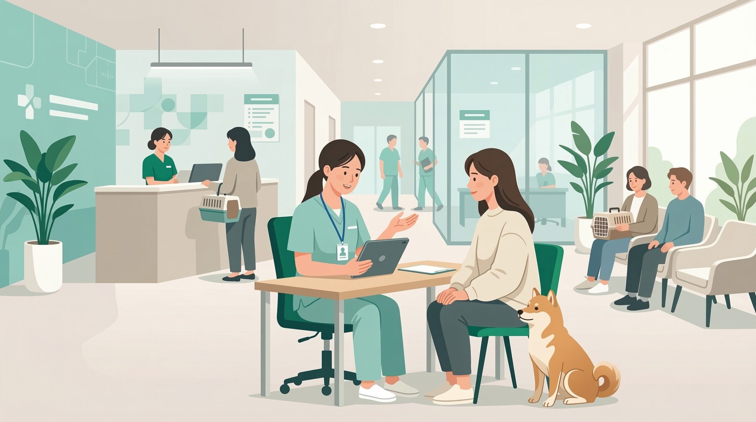 진료 현장의 복잡한 상황을 보여주는 이미지