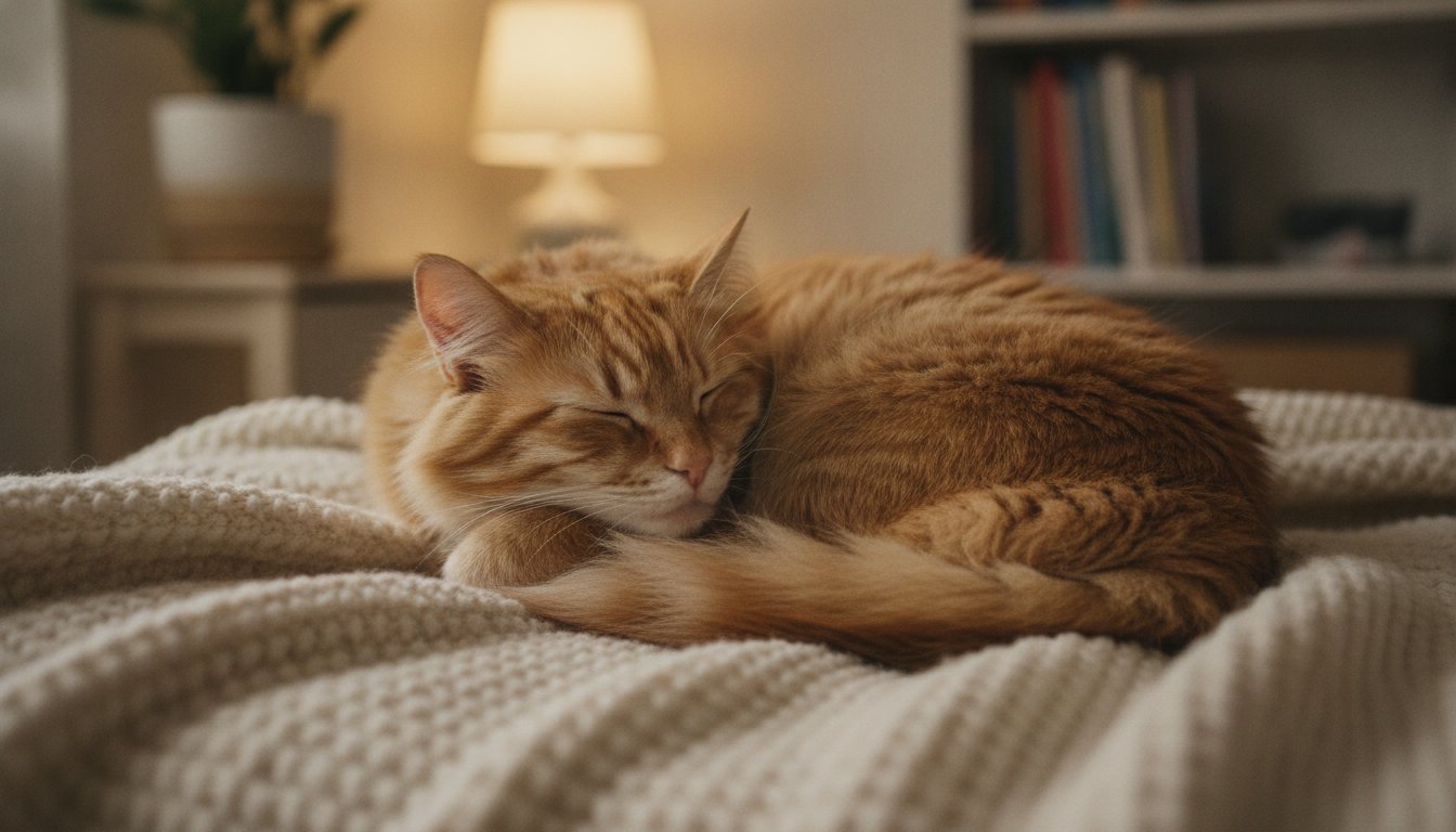 치료 후 편안하게 쉬고 있는 고양이